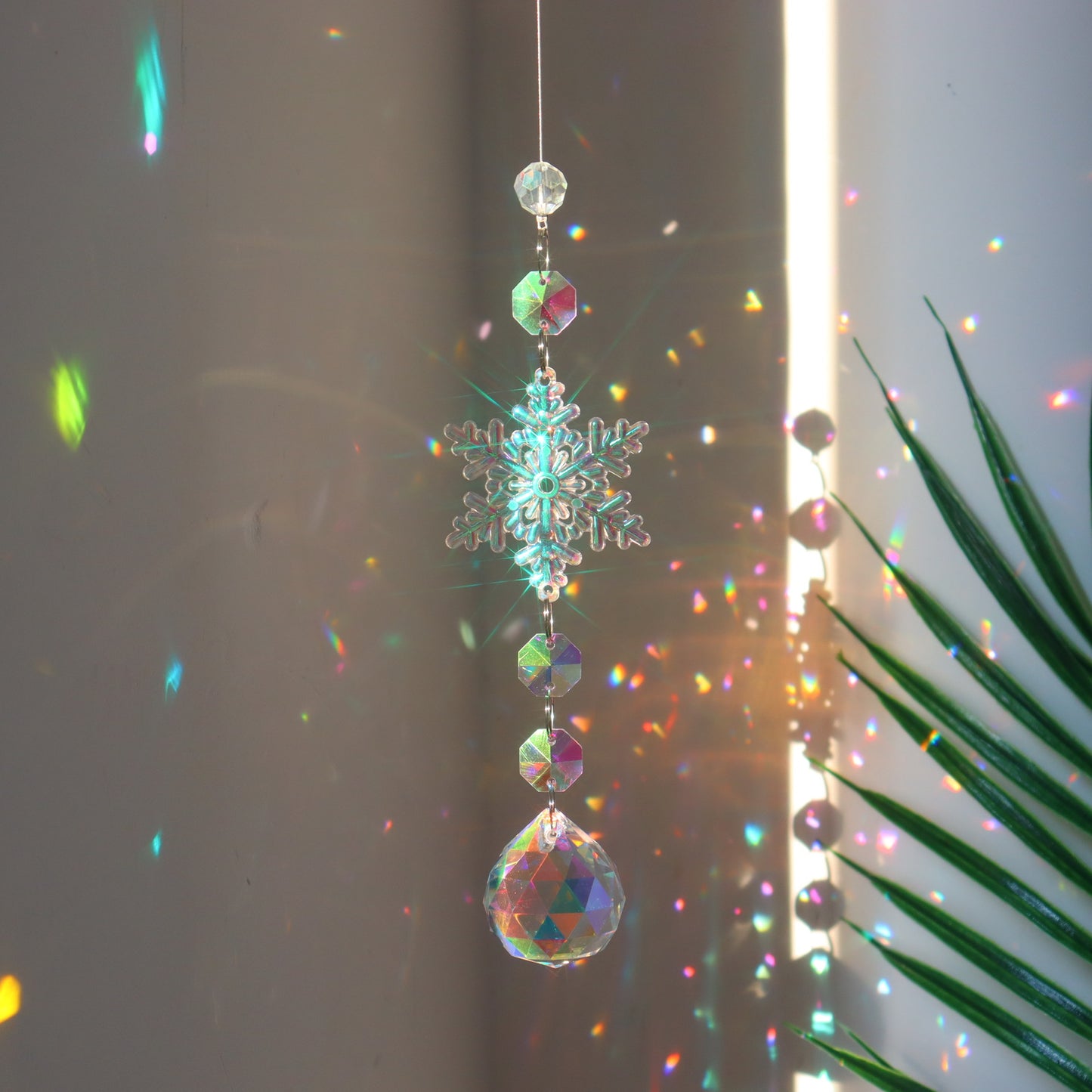 Winter Colorful Snowflake Crystal Sun Catcher