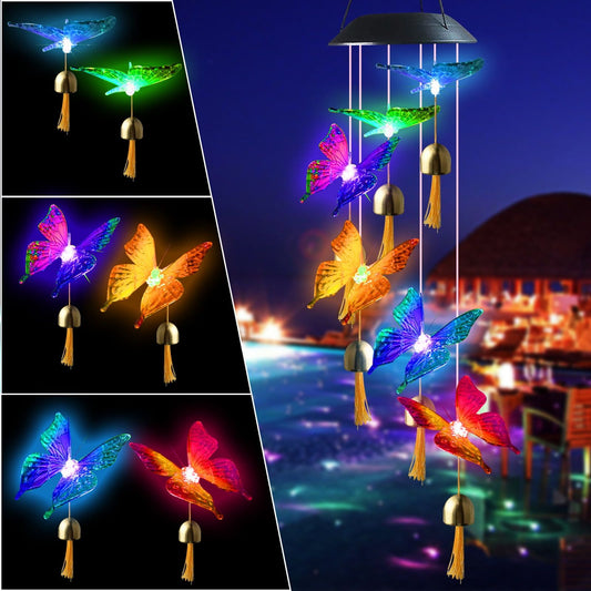 Solar Color Changing Butterfly Wind Chimes